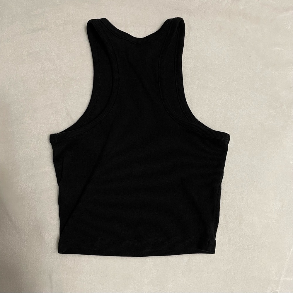Black High Neck Crop Tank Top